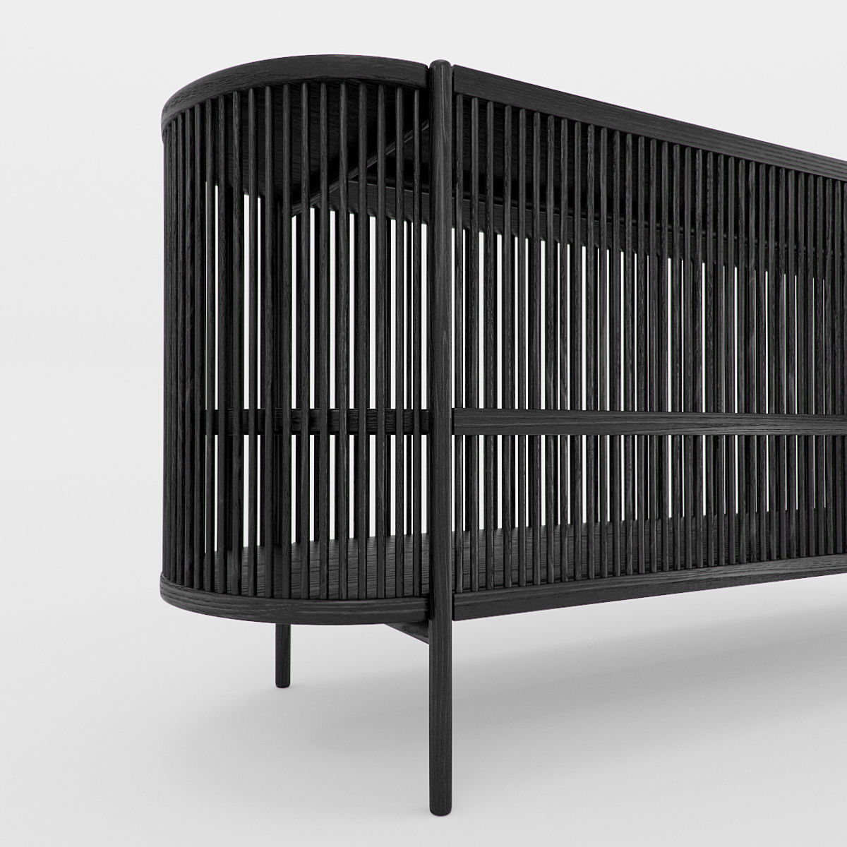 Bastone Sideboard Black with Doors 3D model_2