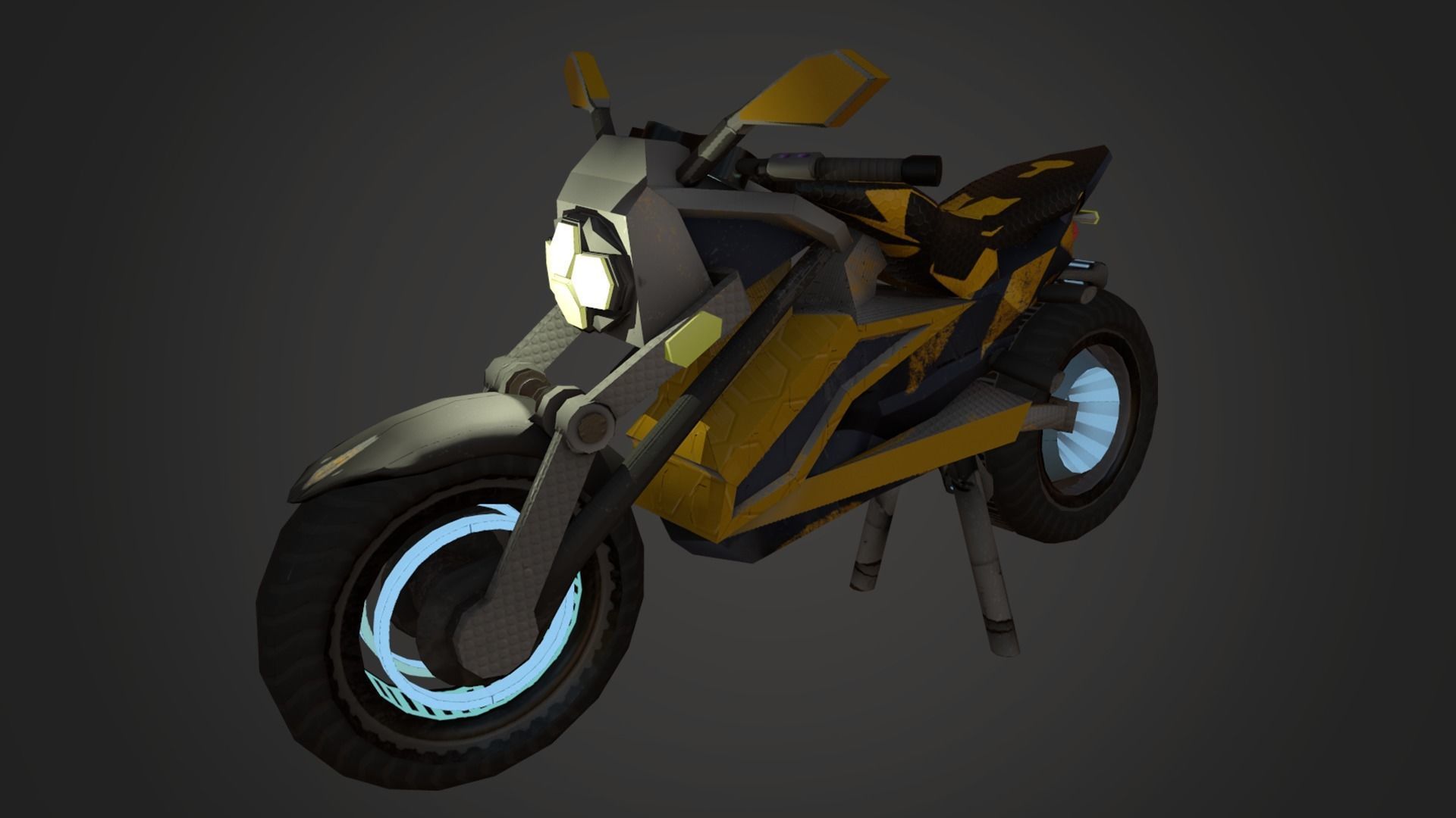 Motorcycle Fantasy Bee Style Custom Concept Low-poly 3D model_7