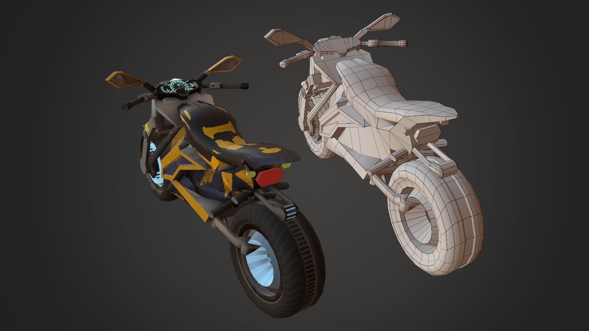 Motorcycle Fantasy Bee Style Custom Concept Low-poly 3D model_3