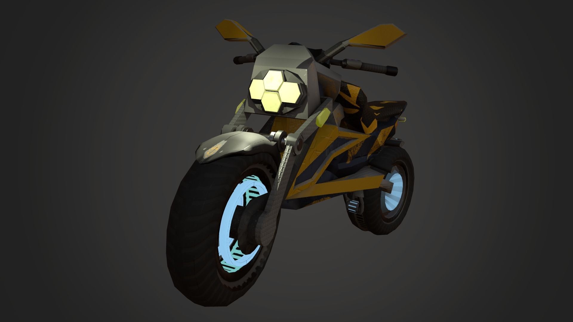 Motorcycle Fantasy Bee Style Custom Concept Low-poly 3D model_12