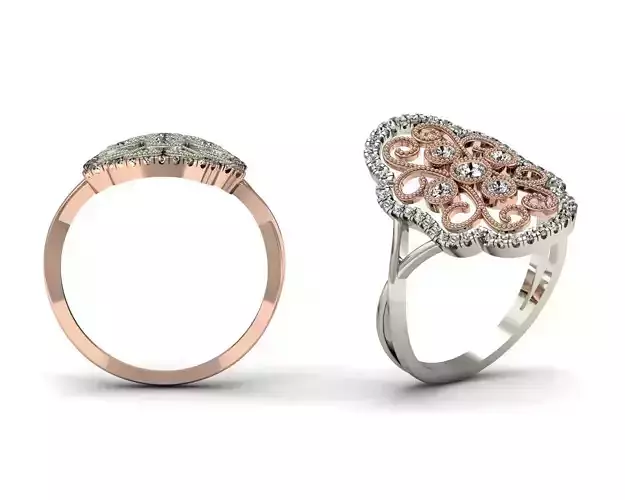 Women Vintage Engagement Ring 3dm Render Detail STL