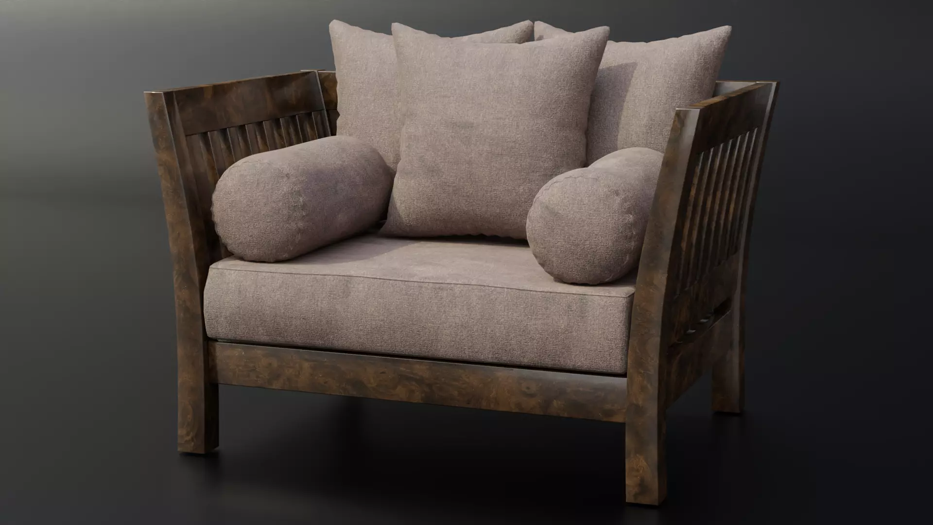 Wooden Armchair Low-poly 3D model