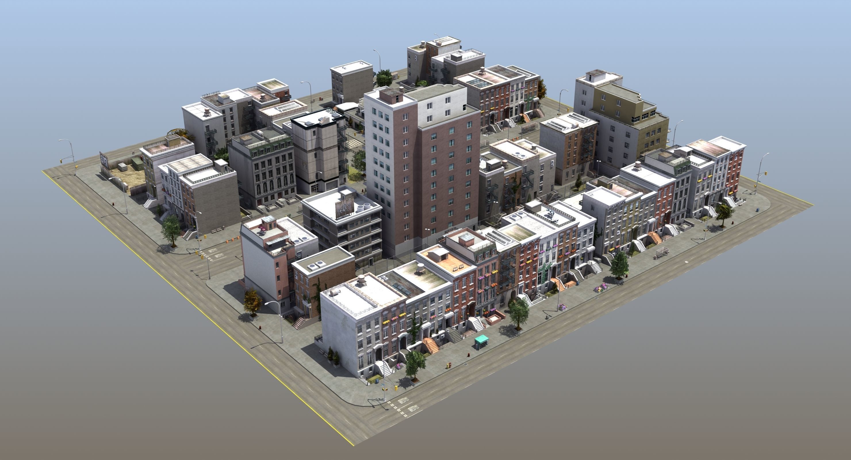 Residential City Block 3D model_13
