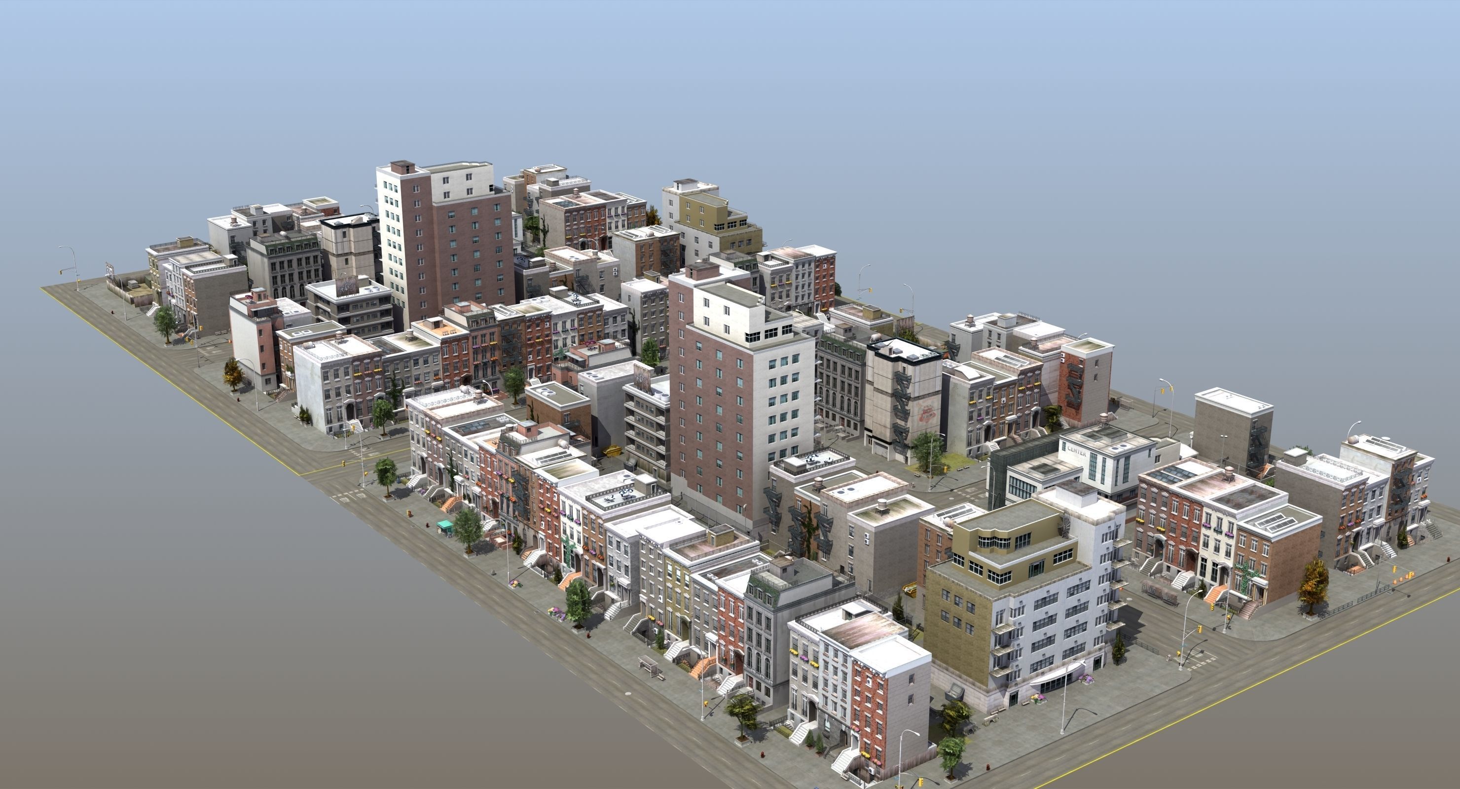 Residential City Block 3D model_35