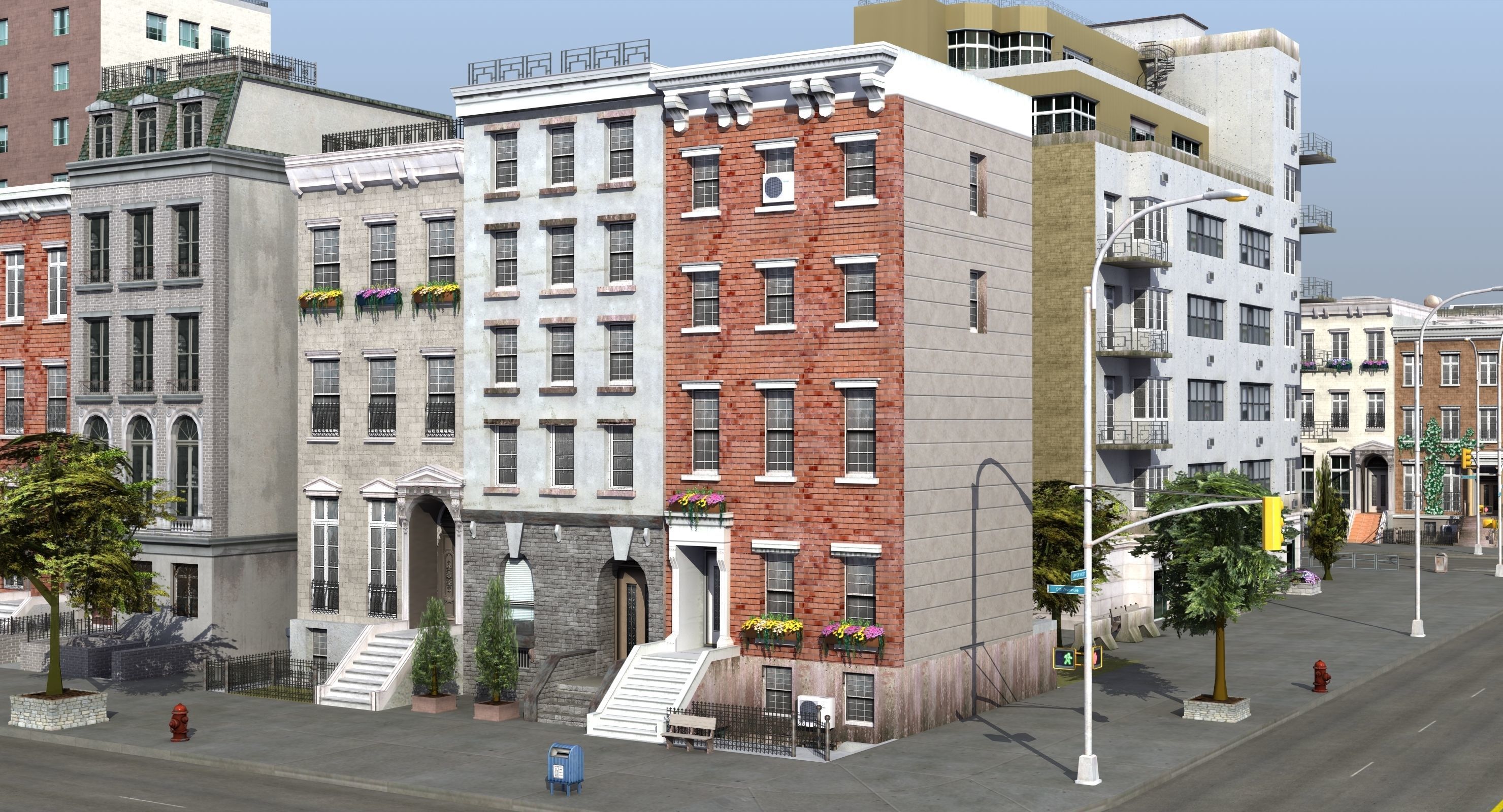 Residential City Block 3D model_3