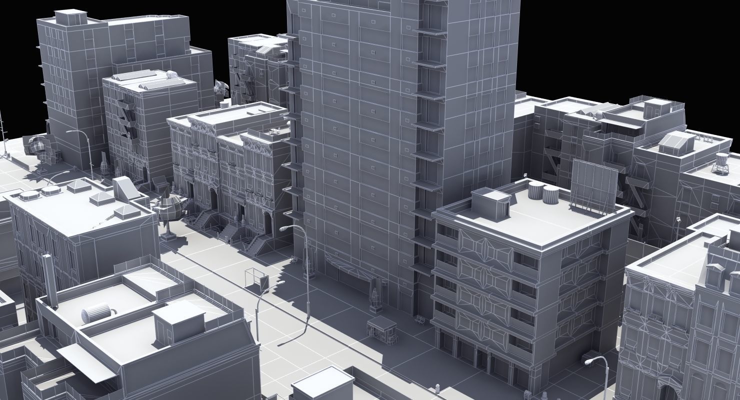 Residential City Block 3D model_7