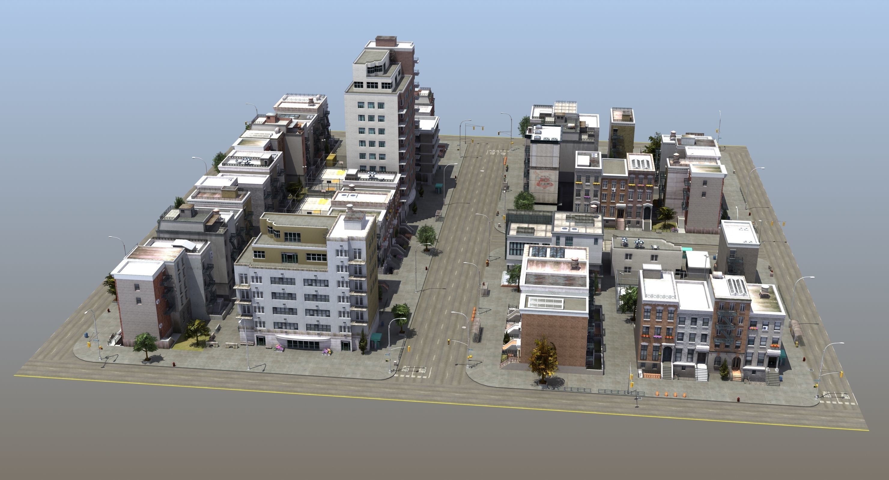 Residential City Block 3D model_33