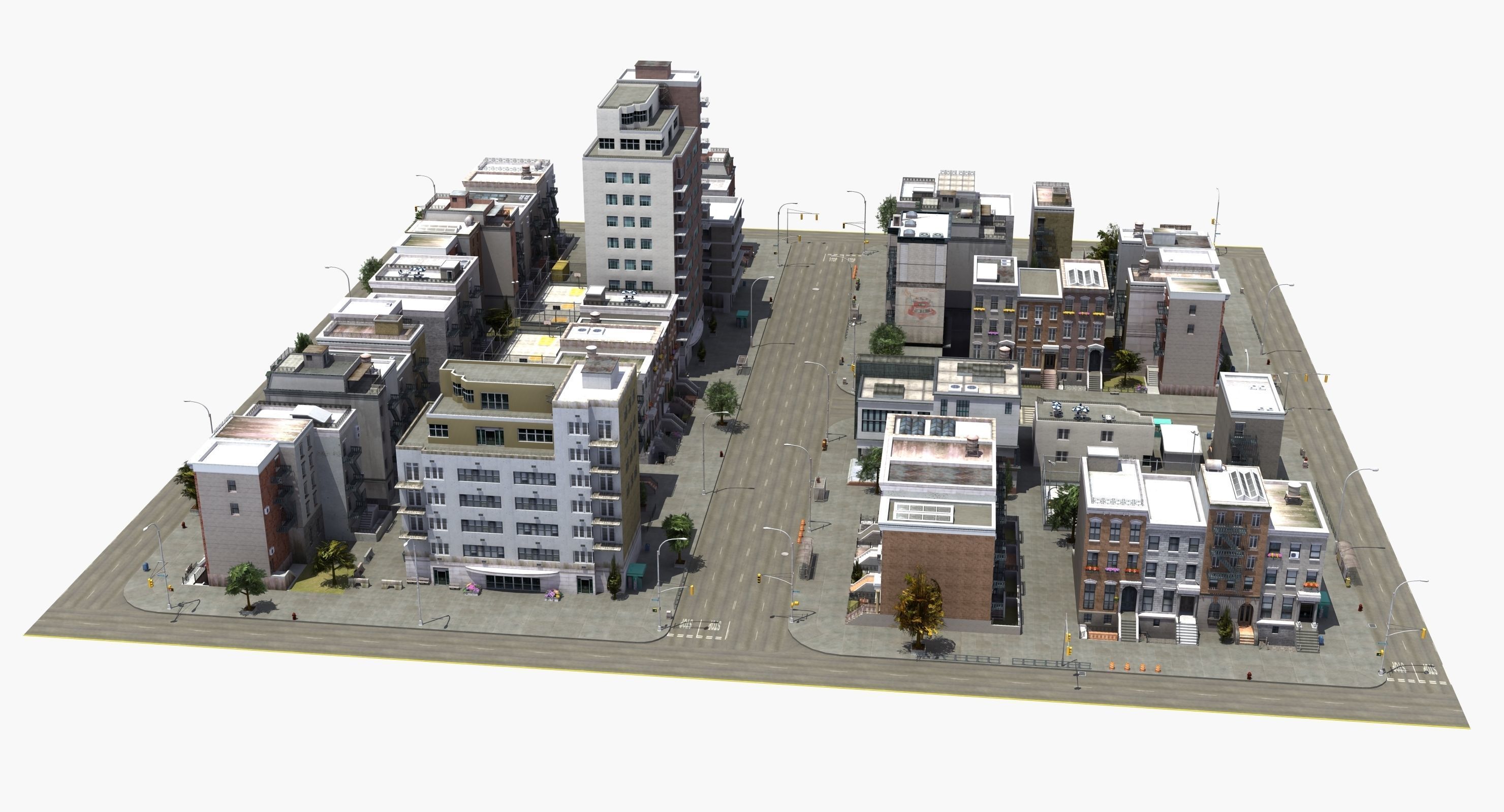 Residential City Block 3D model_16