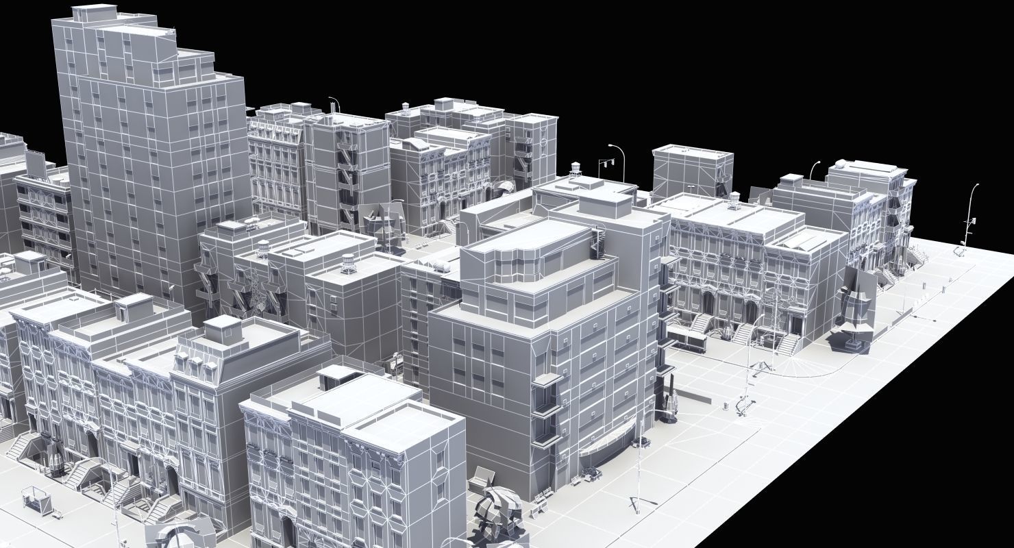 Residential City Block 3D model_6