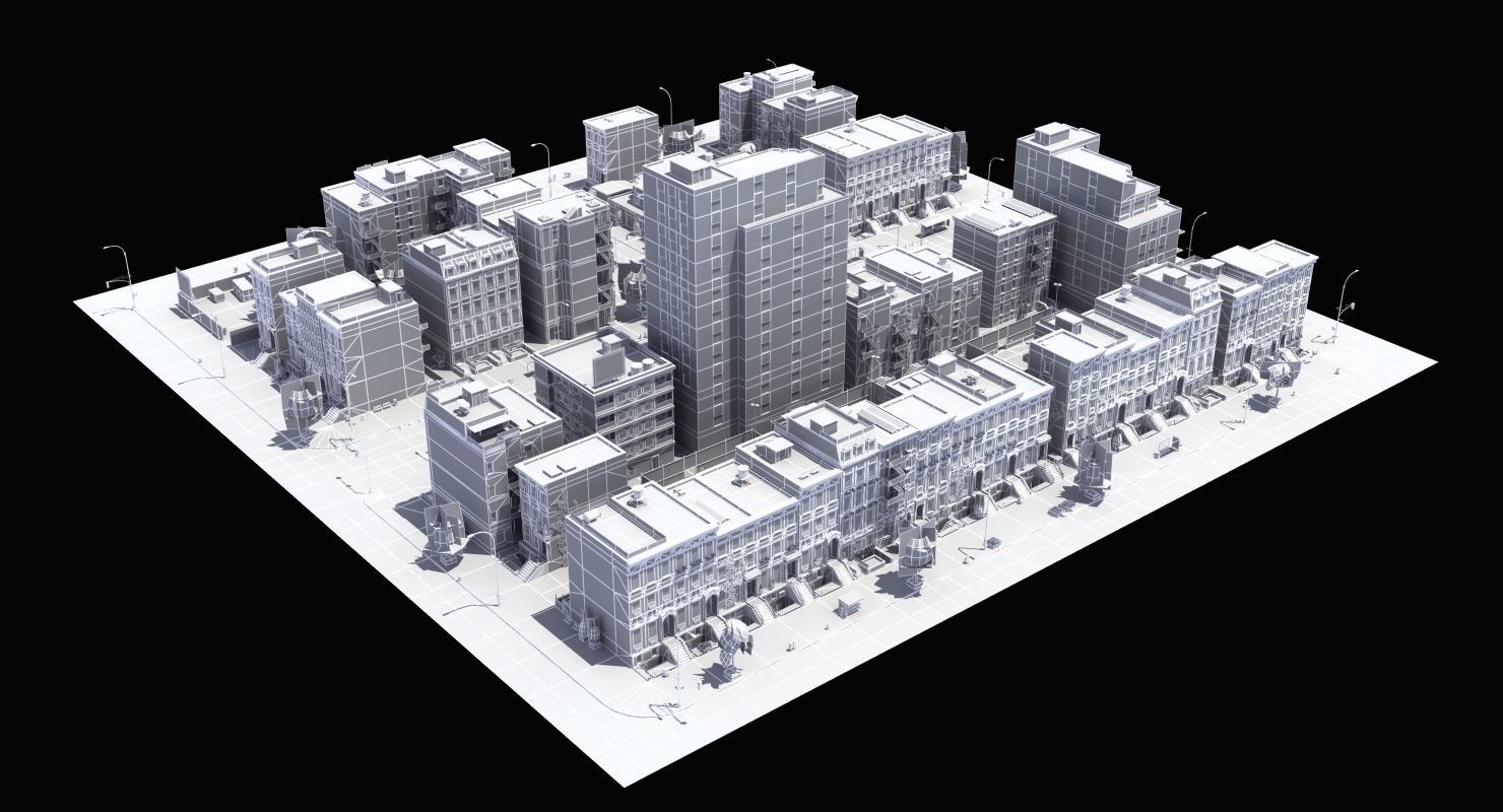 Residential City Block 3D model_4