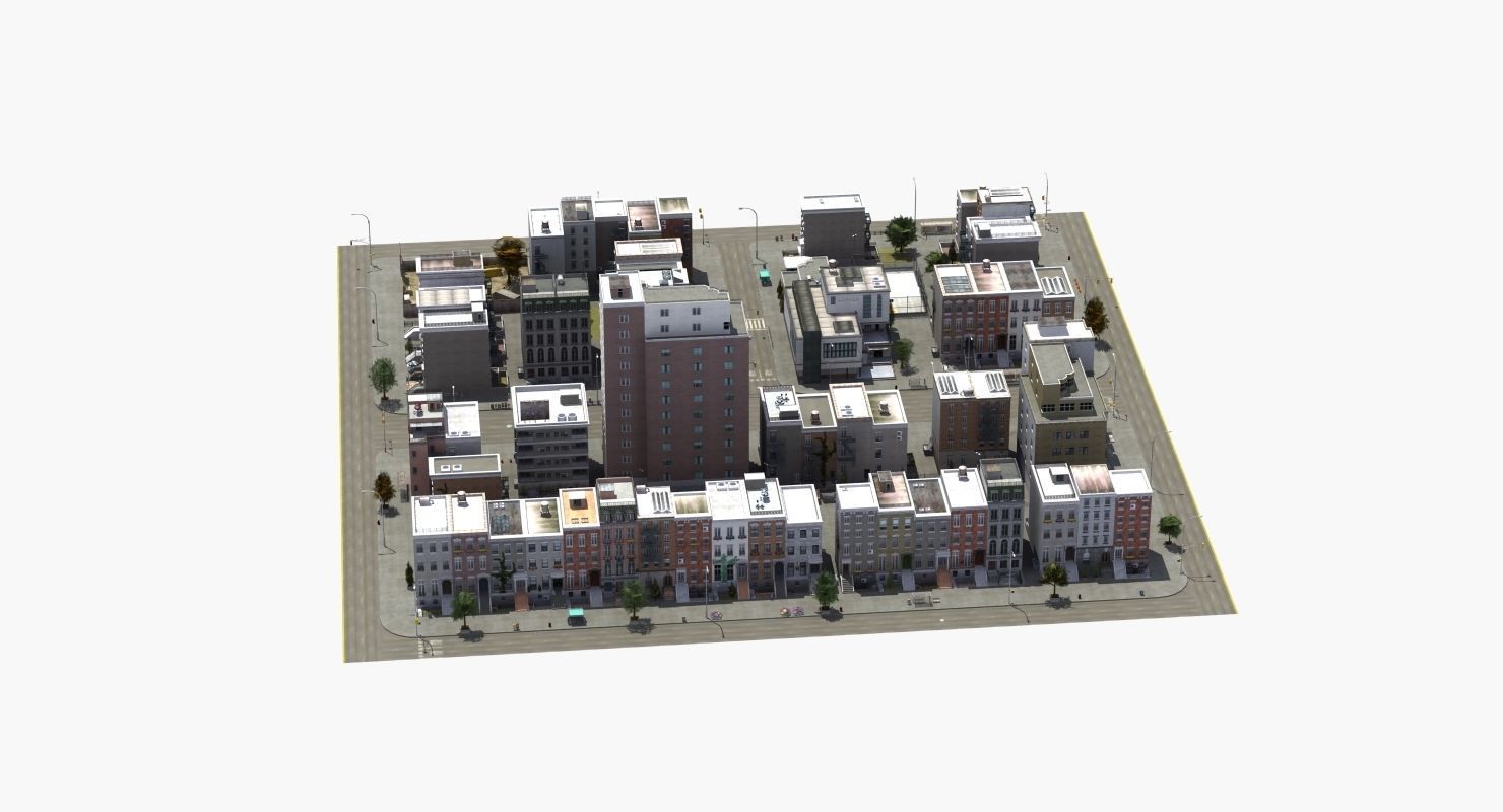 Residential City Block 3D model_32