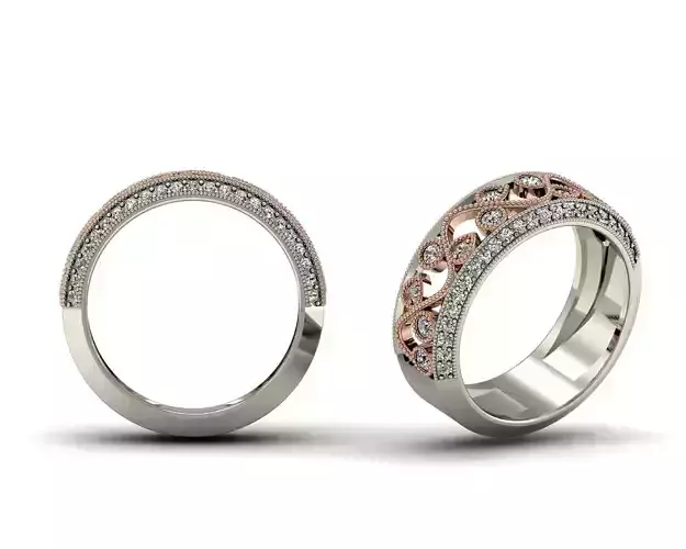 Women Engagement Band Milgrain Ring 3dm Render Detail STL
