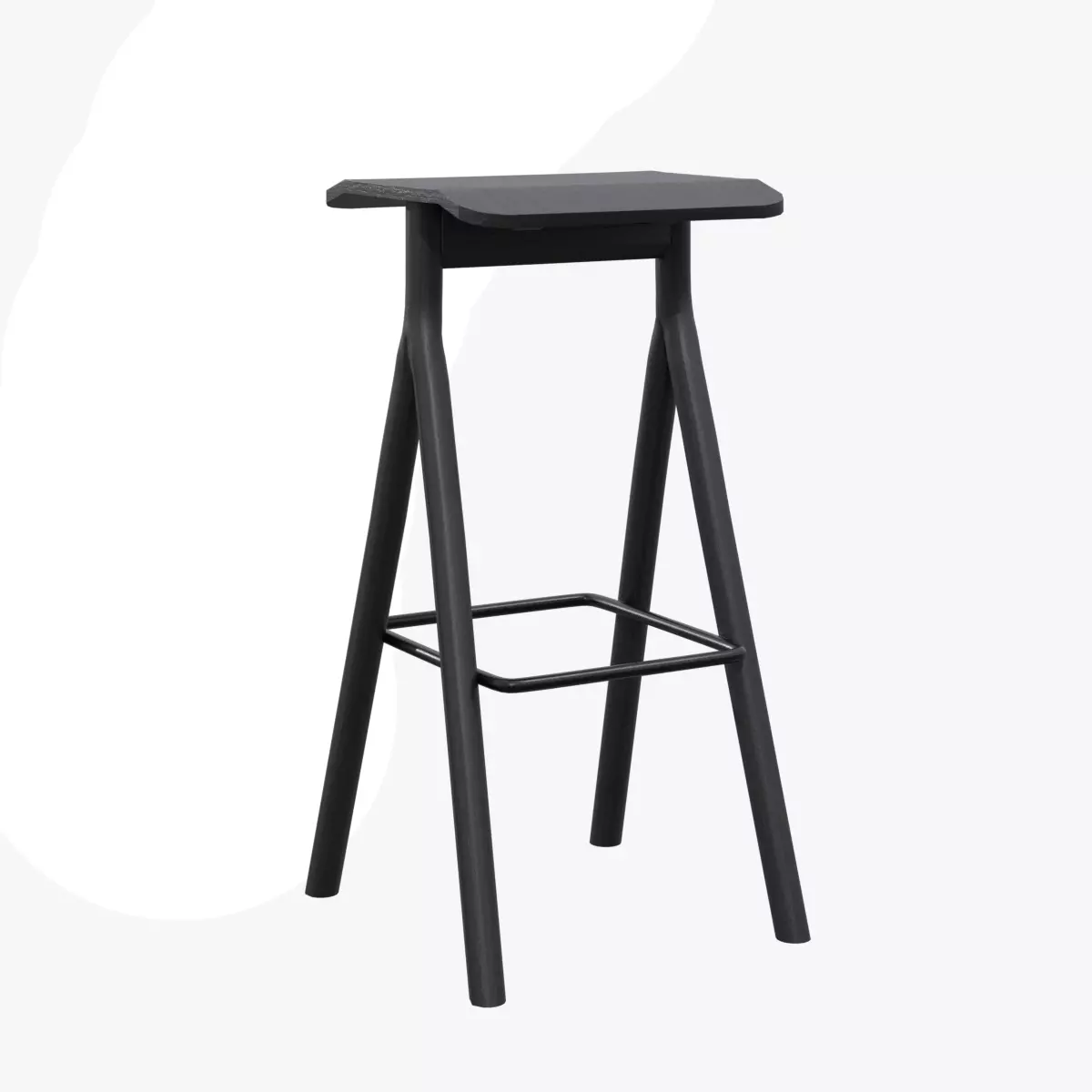 YKSI stool-black lacquered Low-poly 3D model