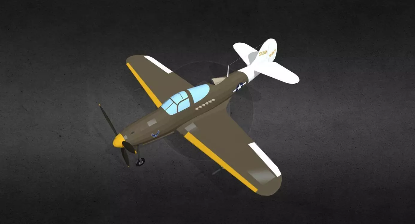 bell-p-39-airacobra fighter plane flying in sky Low-poly 3D model
