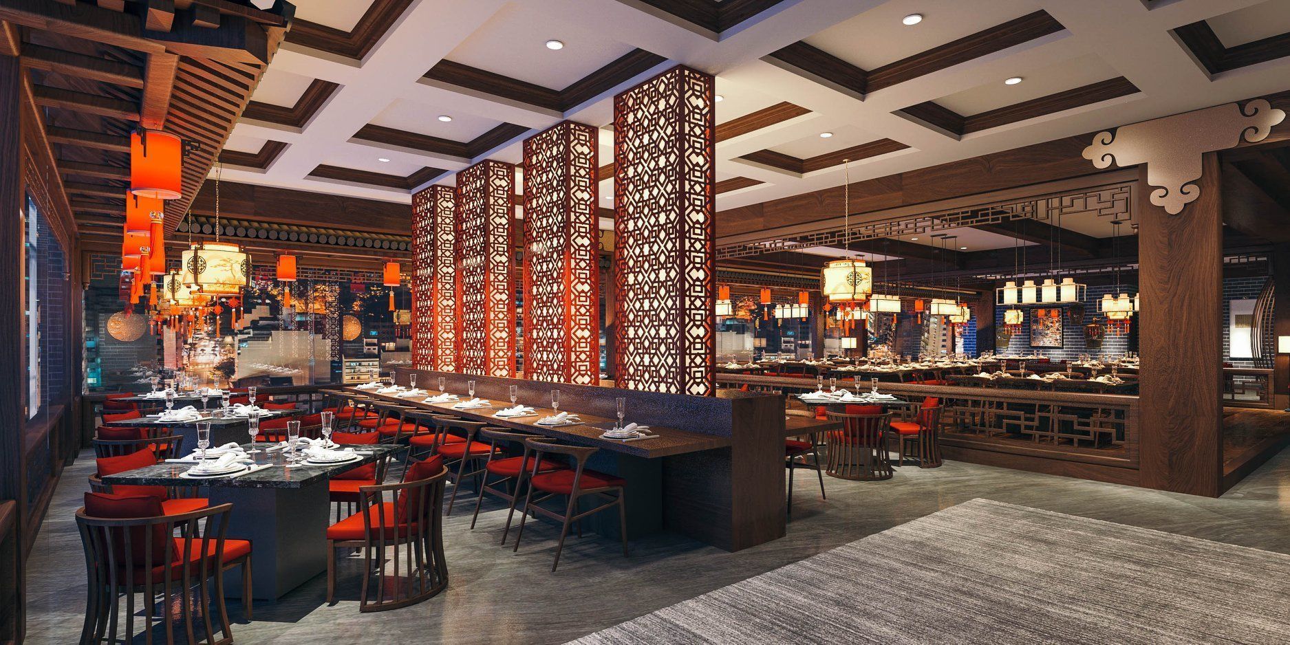 Restaurant scene Vray render 3D model_1