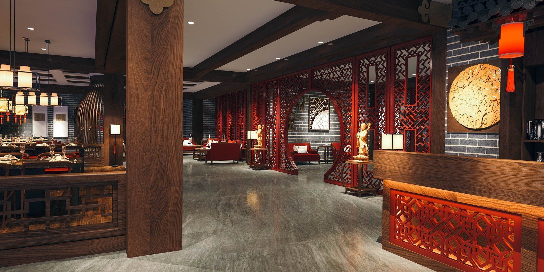 Restaurant scene Vray render 3D model_4