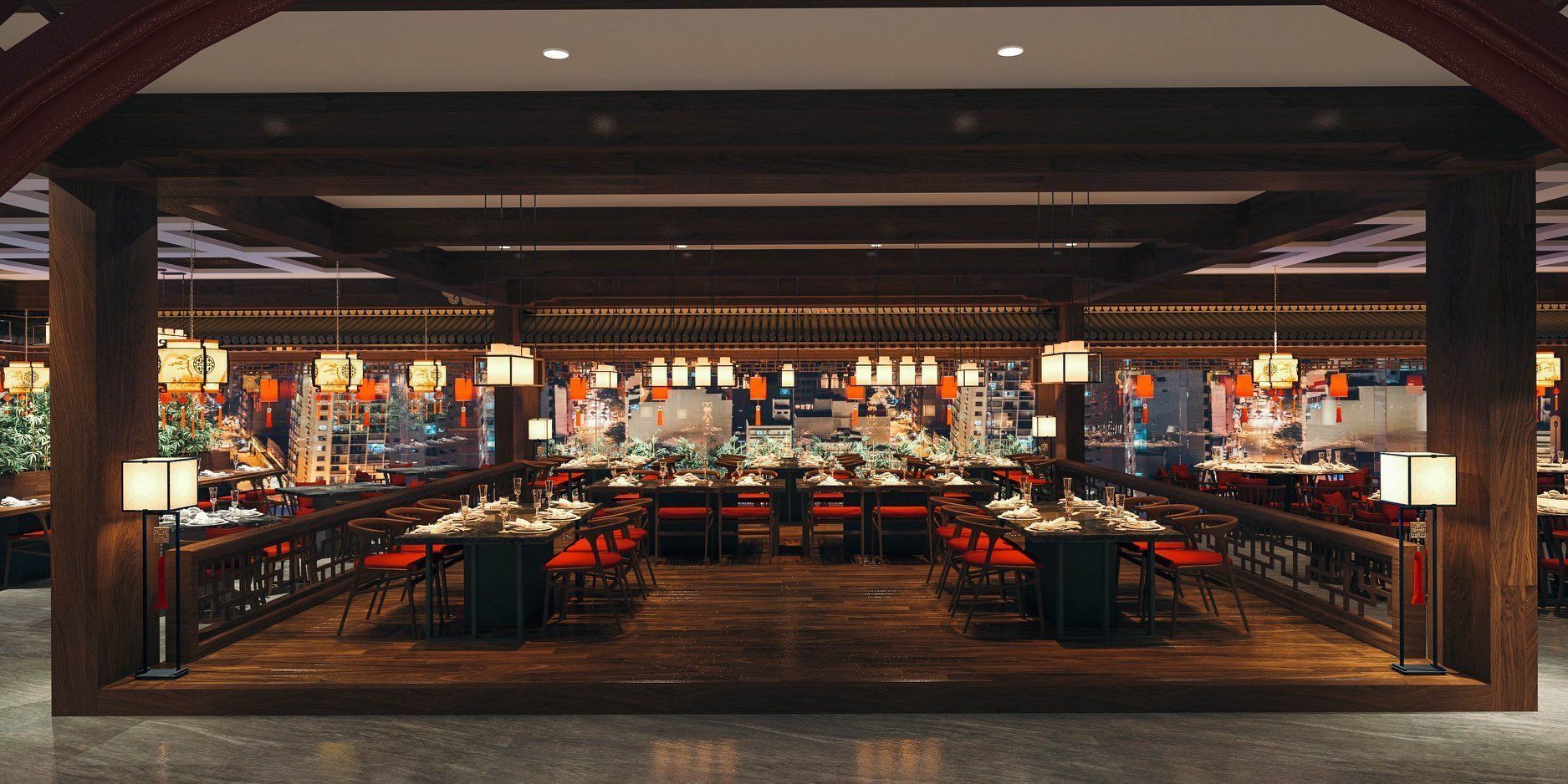 Restaurant scene Vray render 3D model_3