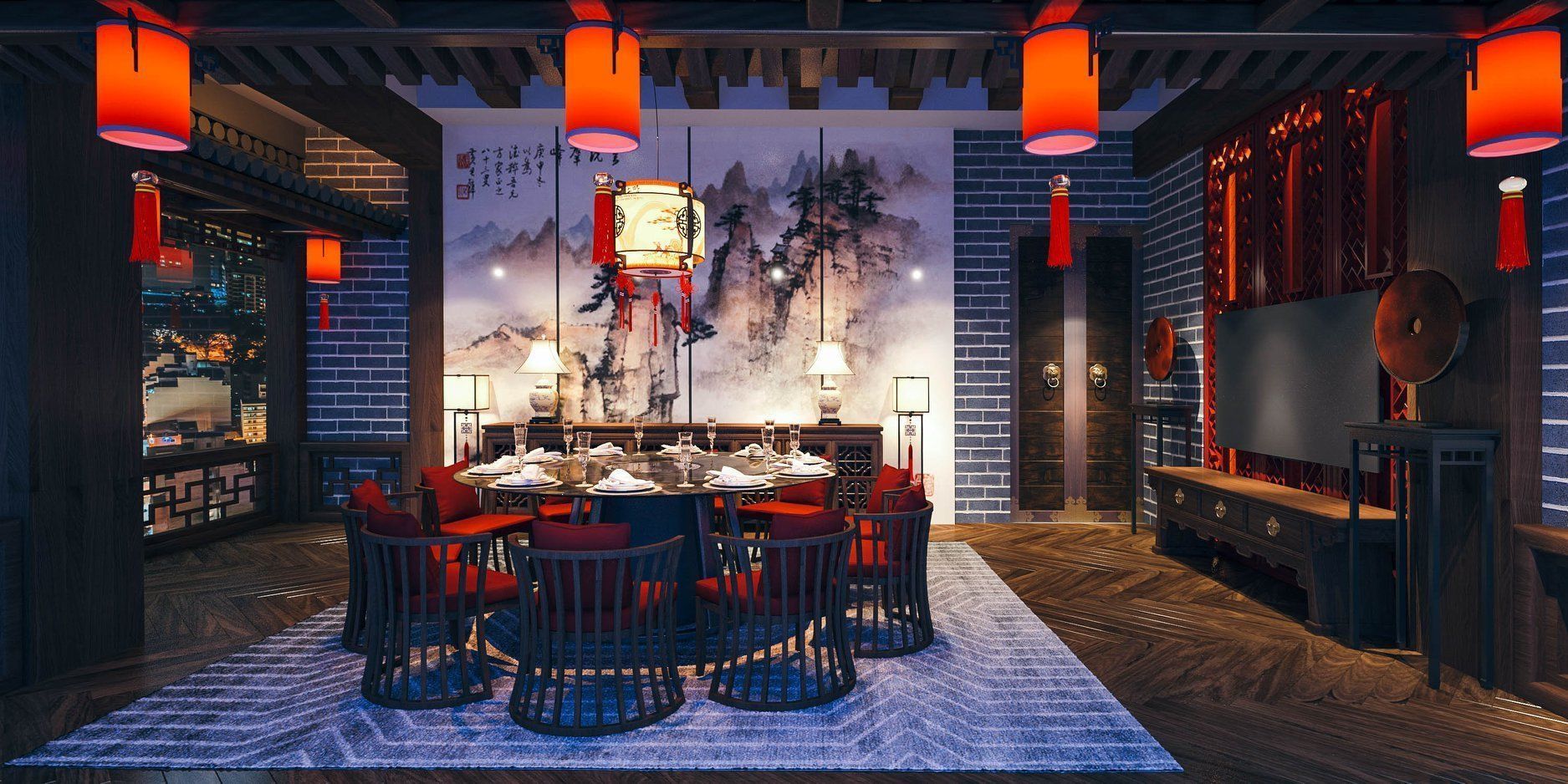 Restaurant scene Vray render 3D model_5