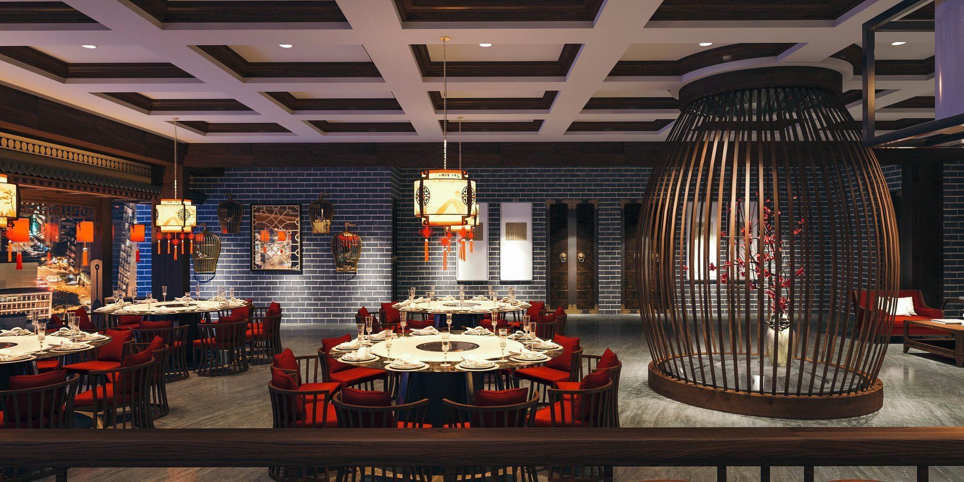 Restaurant scene Vray render 3D model_2