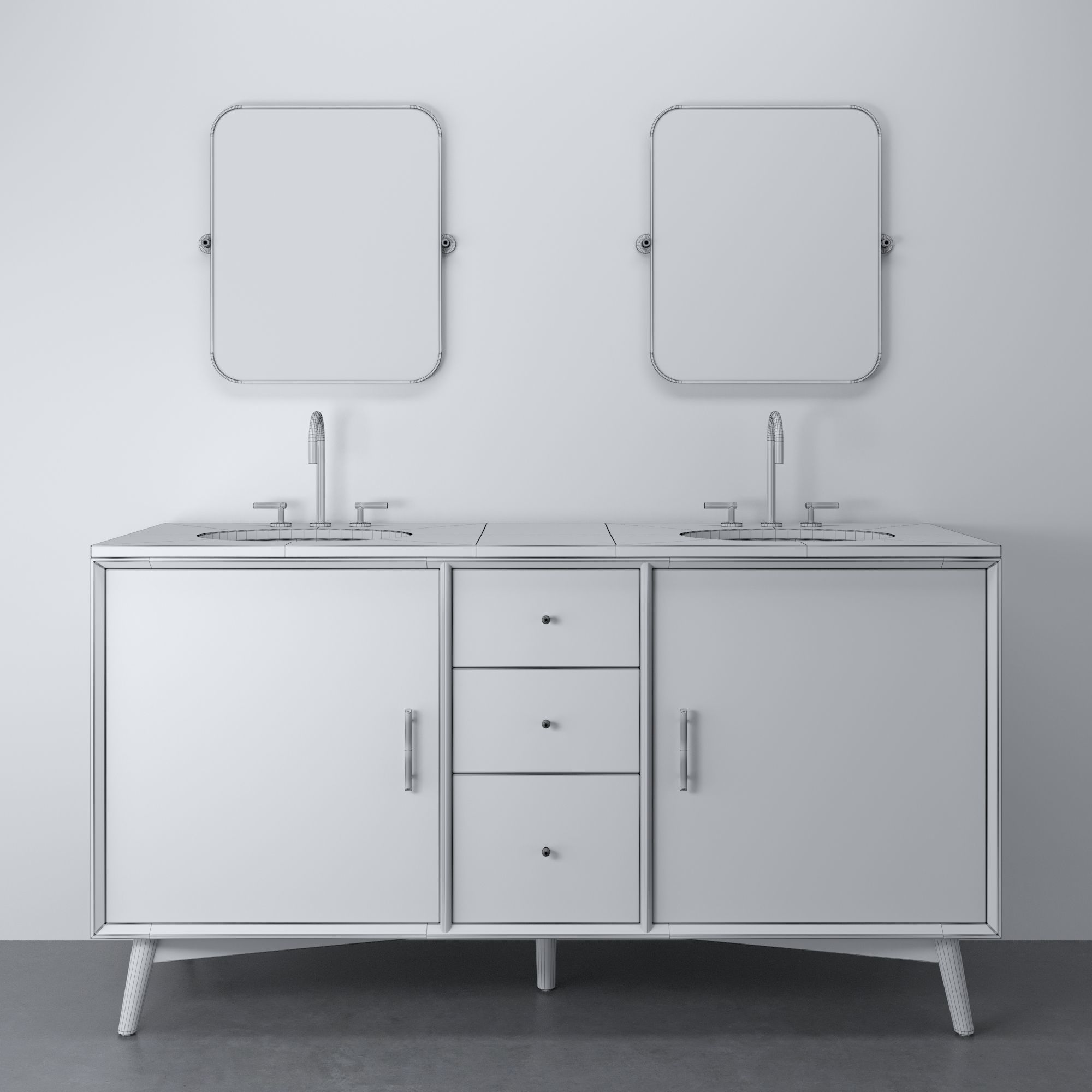 Mid Century Double Bath Vanity - Acorn 3D model_3