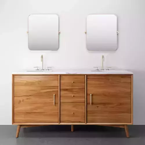 Mid Century Double Bath Vanity - Acorn