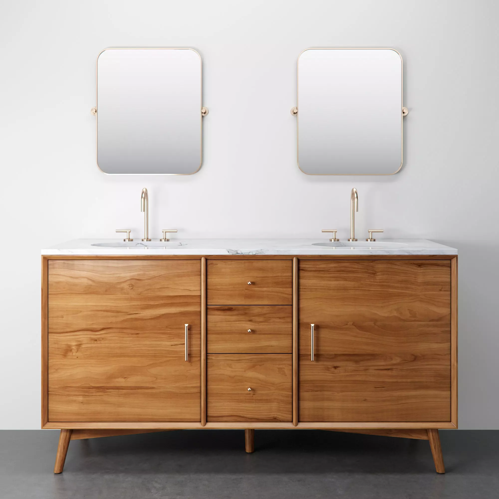 Mid Century Double Bath Vanity - Acorn 3D model_0