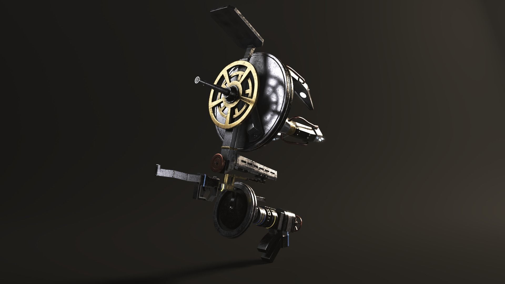 Rigged SCIFI Robot Laser Engraver Mechanical Arm 3D model_2