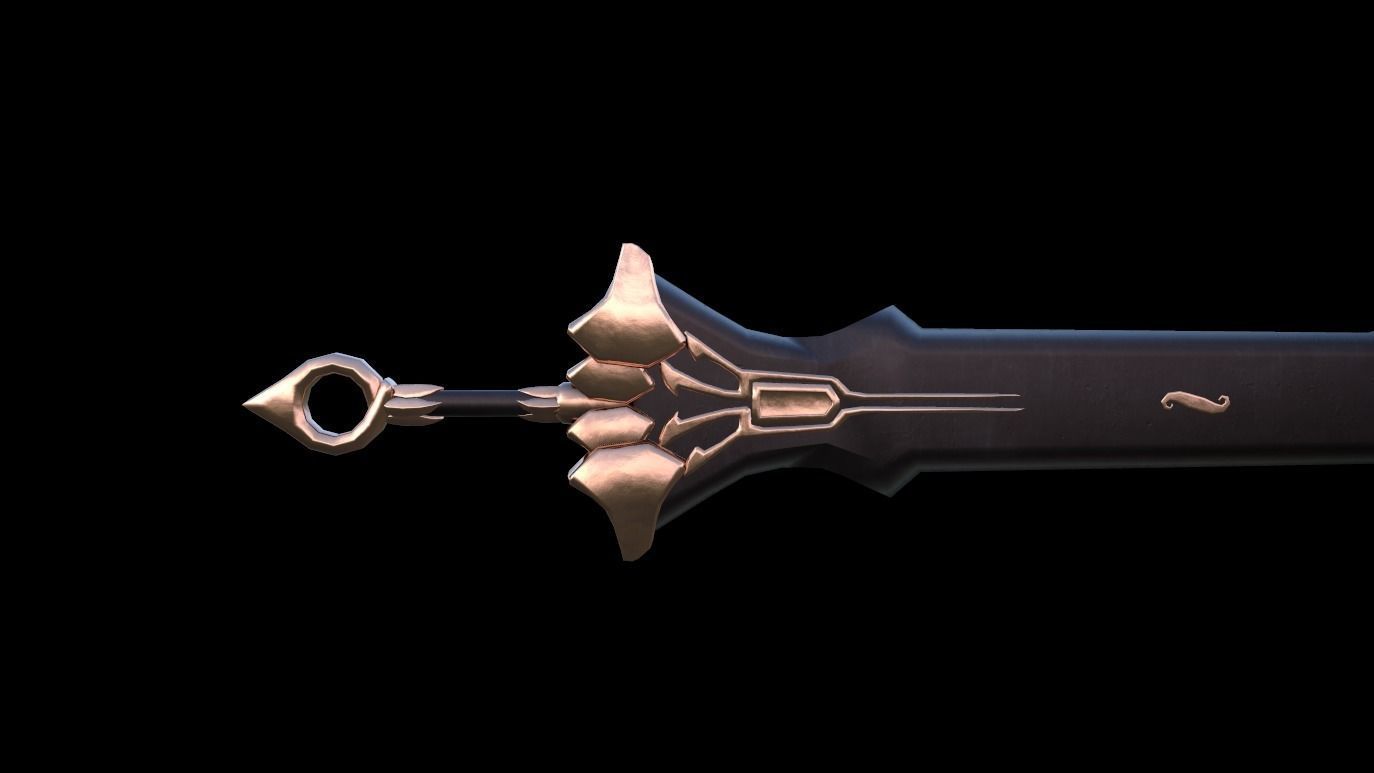 Great Sword - Unique material Low-poly 3D model_5