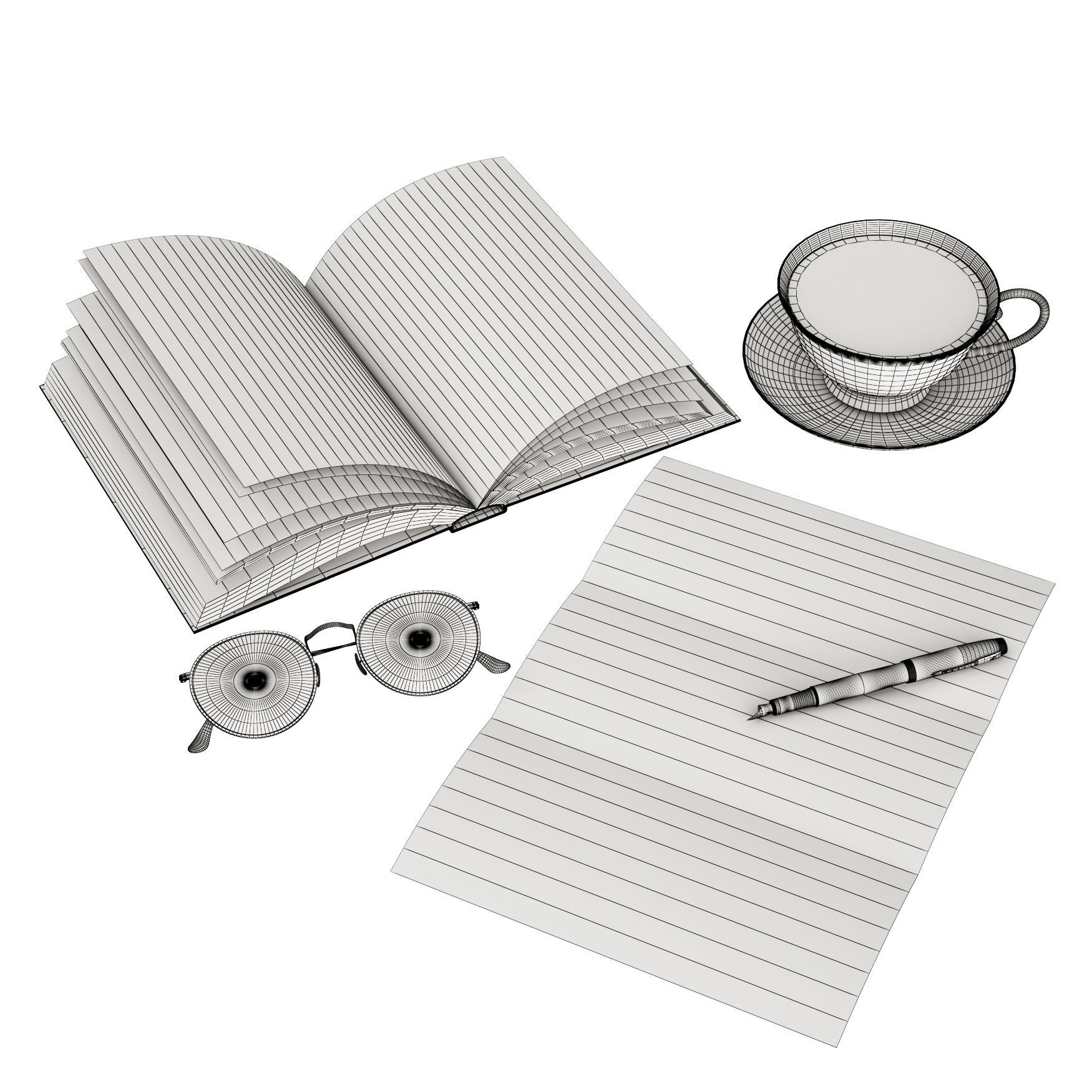 Book with letter 3D model_1