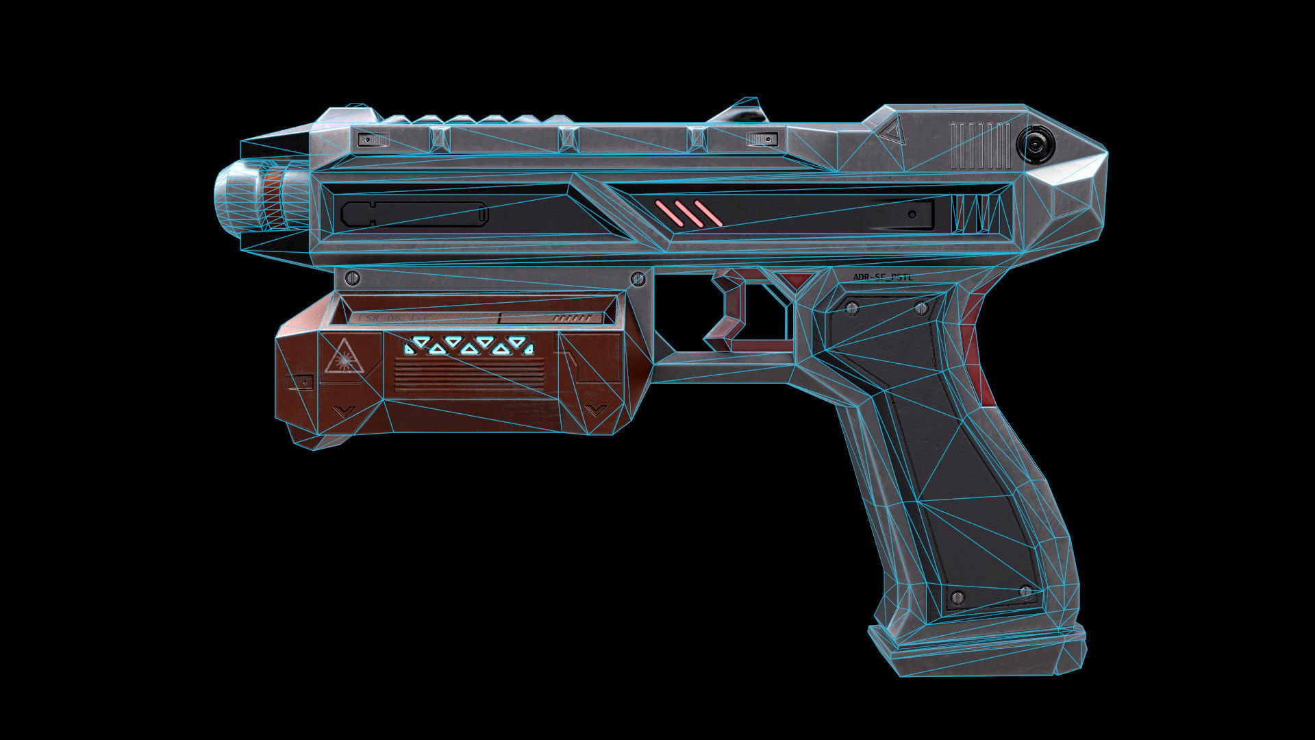 Scifi Pistol Magazine Bullets Triger Eject Button Included Low-poly 3D model_14