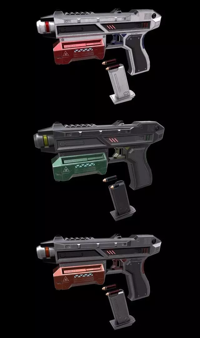 Scifi Pistol Magazine Bullets Triger Eject Button Included Low-poly 3D model_0