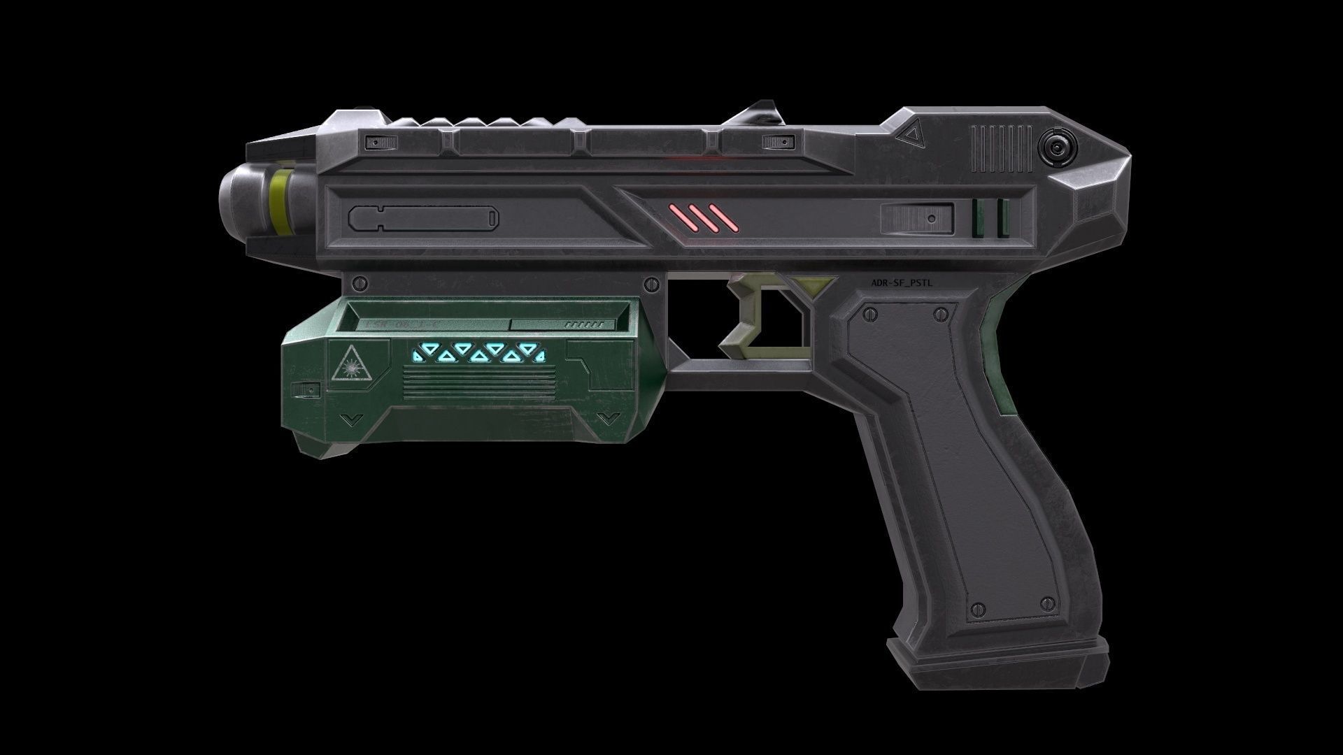 Scifi Pistol Magazine Bullets Triger Eject Button Included Low-poly 3D model_12