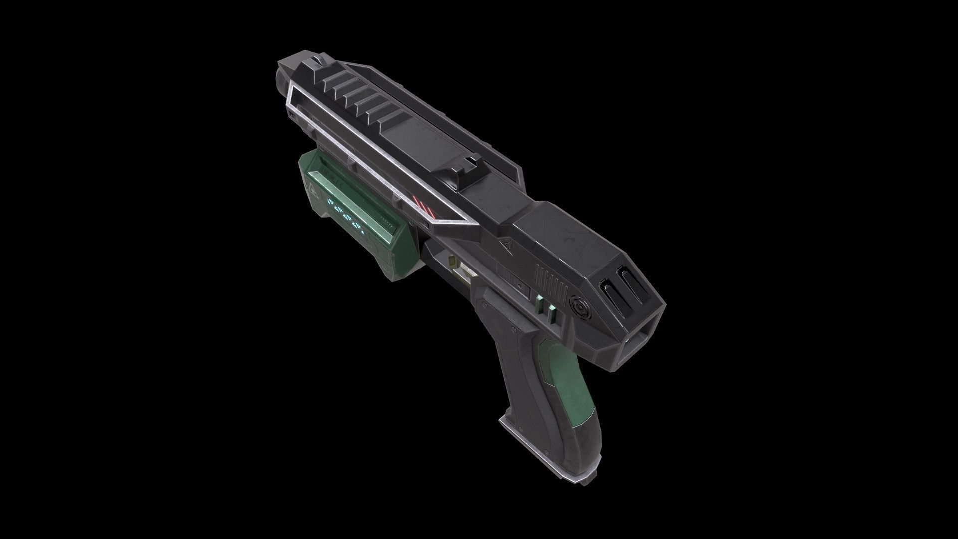 Scifi Pistol Magazine Bullets Triger Eject Button Included Low-poly 3D model_17