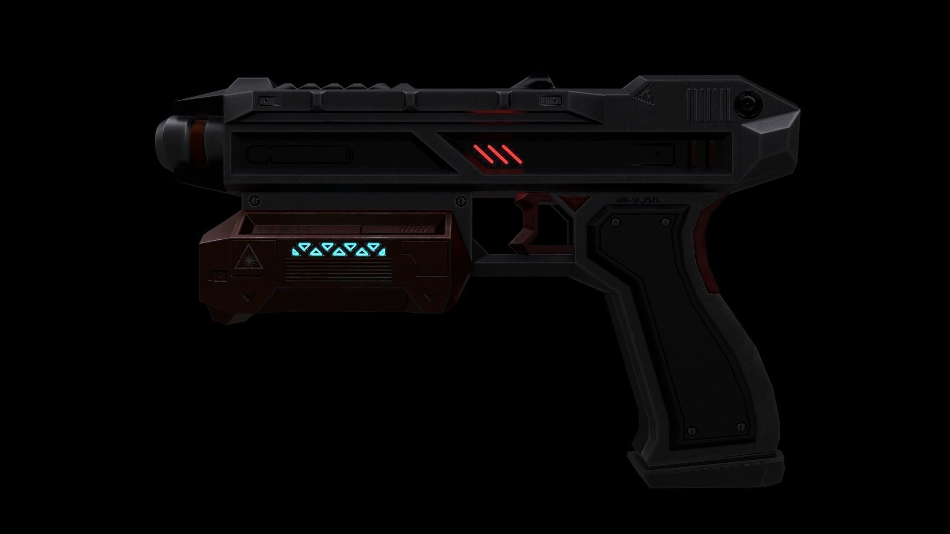 Scifi Pistol Magazine Bullets Triger Eject Button Included Low-poly 3D model_15