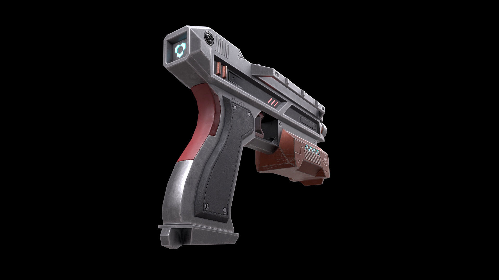 Scifi Pistol Magazine Bullets Triger Eject Button Included Low-poly 3D model_22