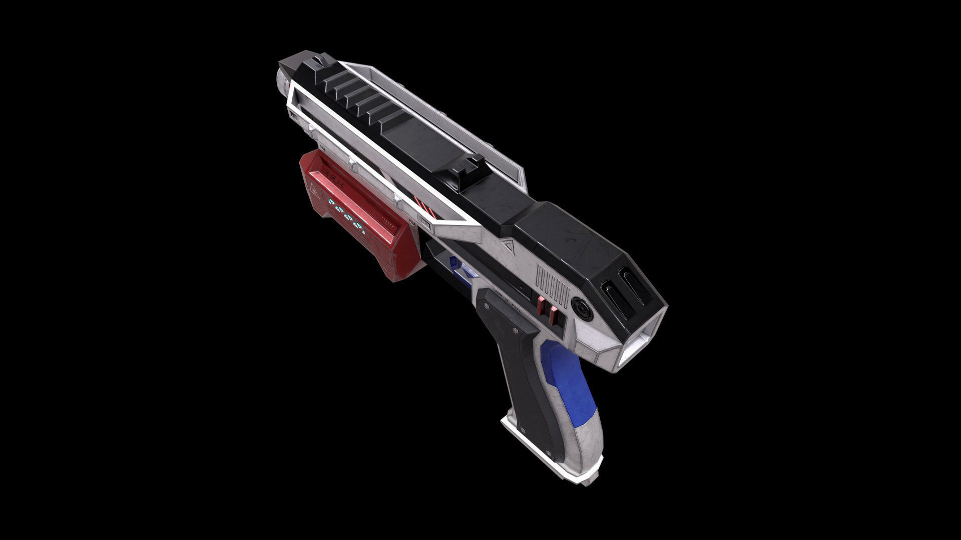 Scifi Pistol Magazine Bullets Triger Eject Button Included Low-poly 3D model_16