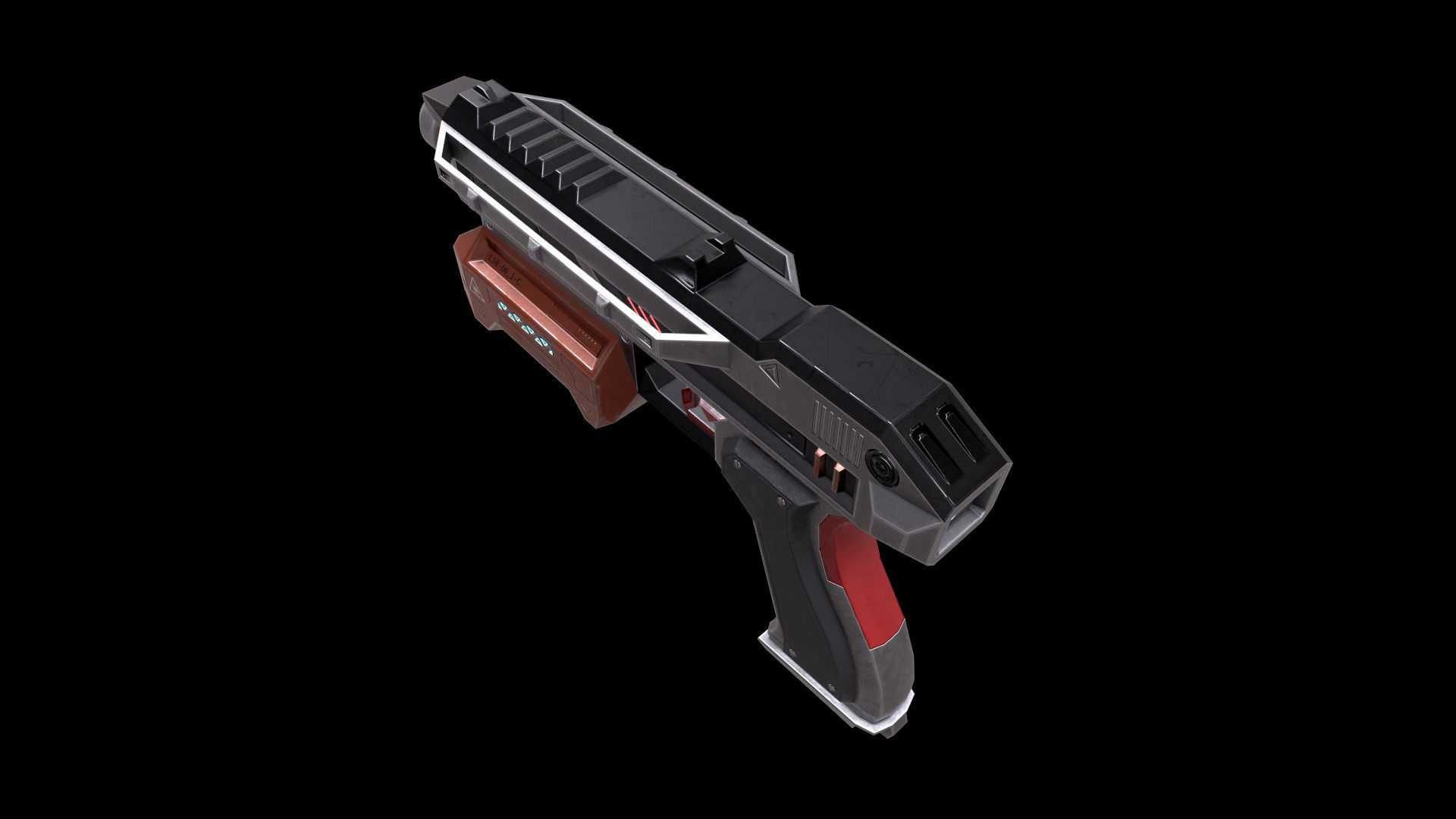 Scifi Pistol Magazine Bullets Triger Eject Button Included Low-poly 3D model_18