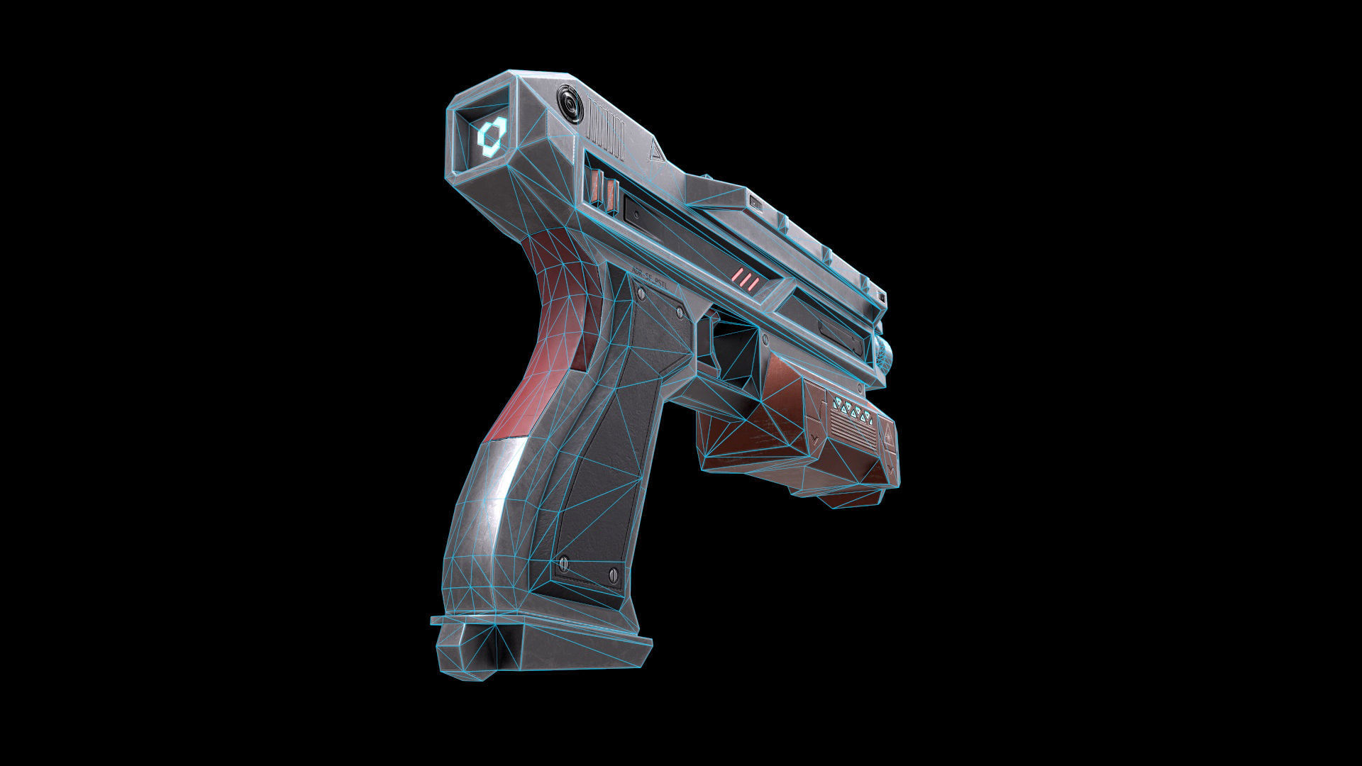 Scifi Pistol Magazine Bullets Triger Eject Button Included Low-poly 3D model_23