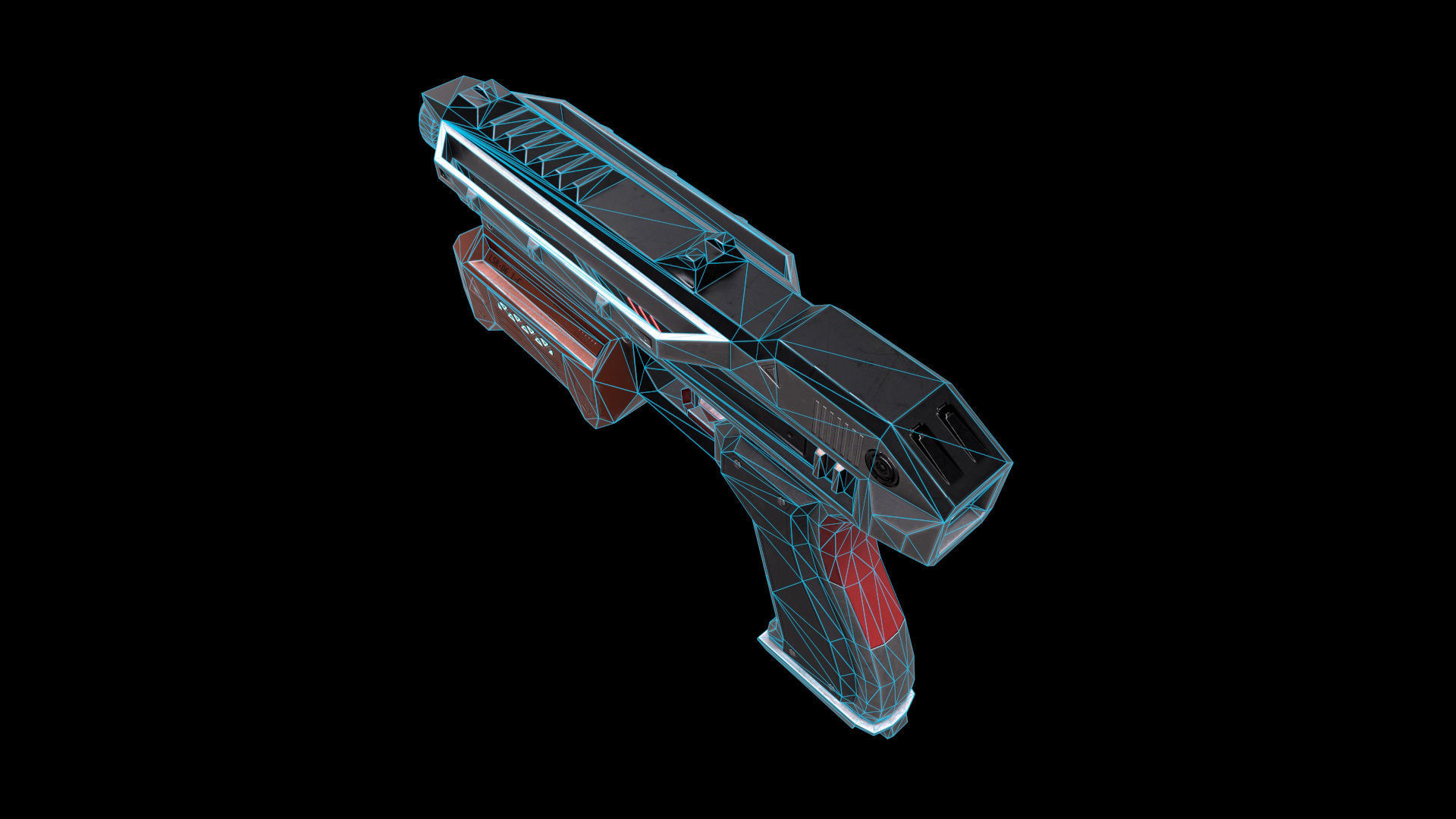 Scifi Pistol Magazine Bullets Triger Eject Button Included Low-poly 3D model_19