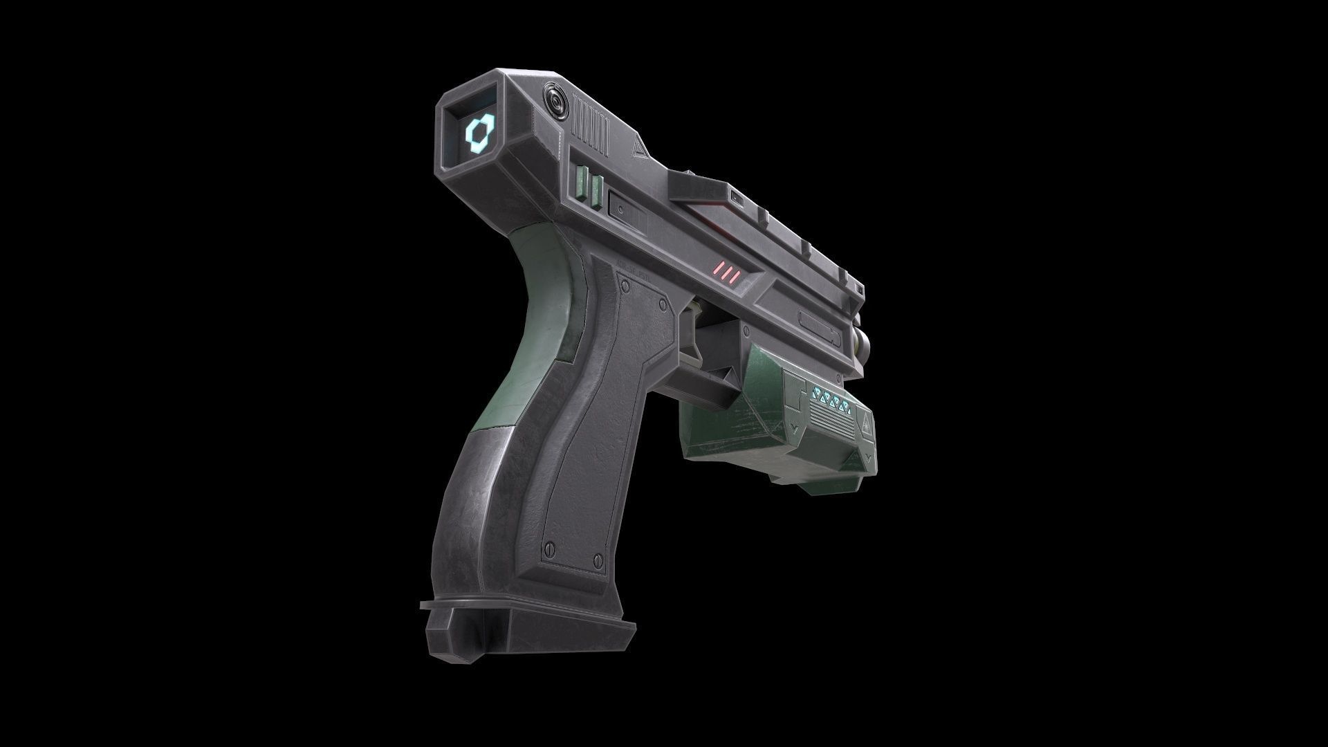 Scifi Pistol Magazine Bullets Triger Eject Button Included Low-poly 3D model_21