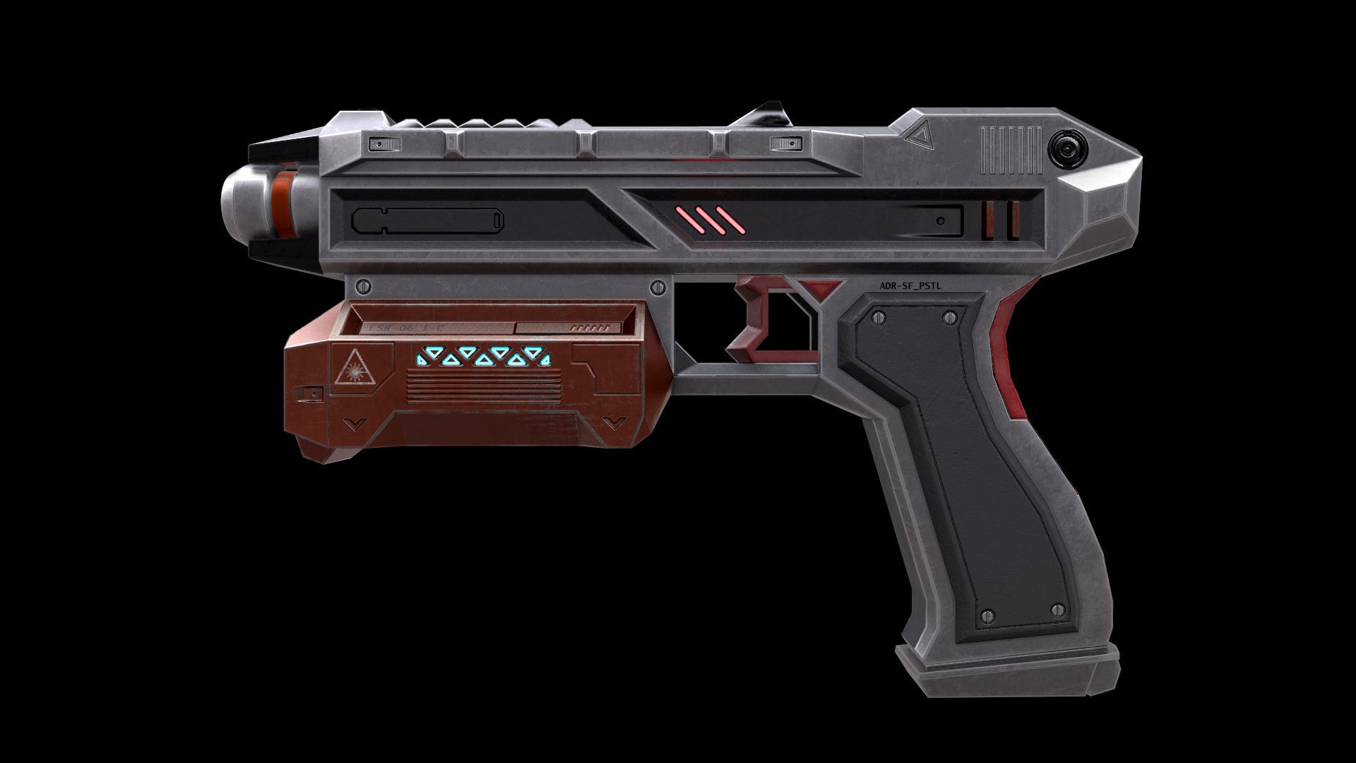 Scifi Pistol Magazine Bullets Triger Eject Button Included Low-poly 3D model_13