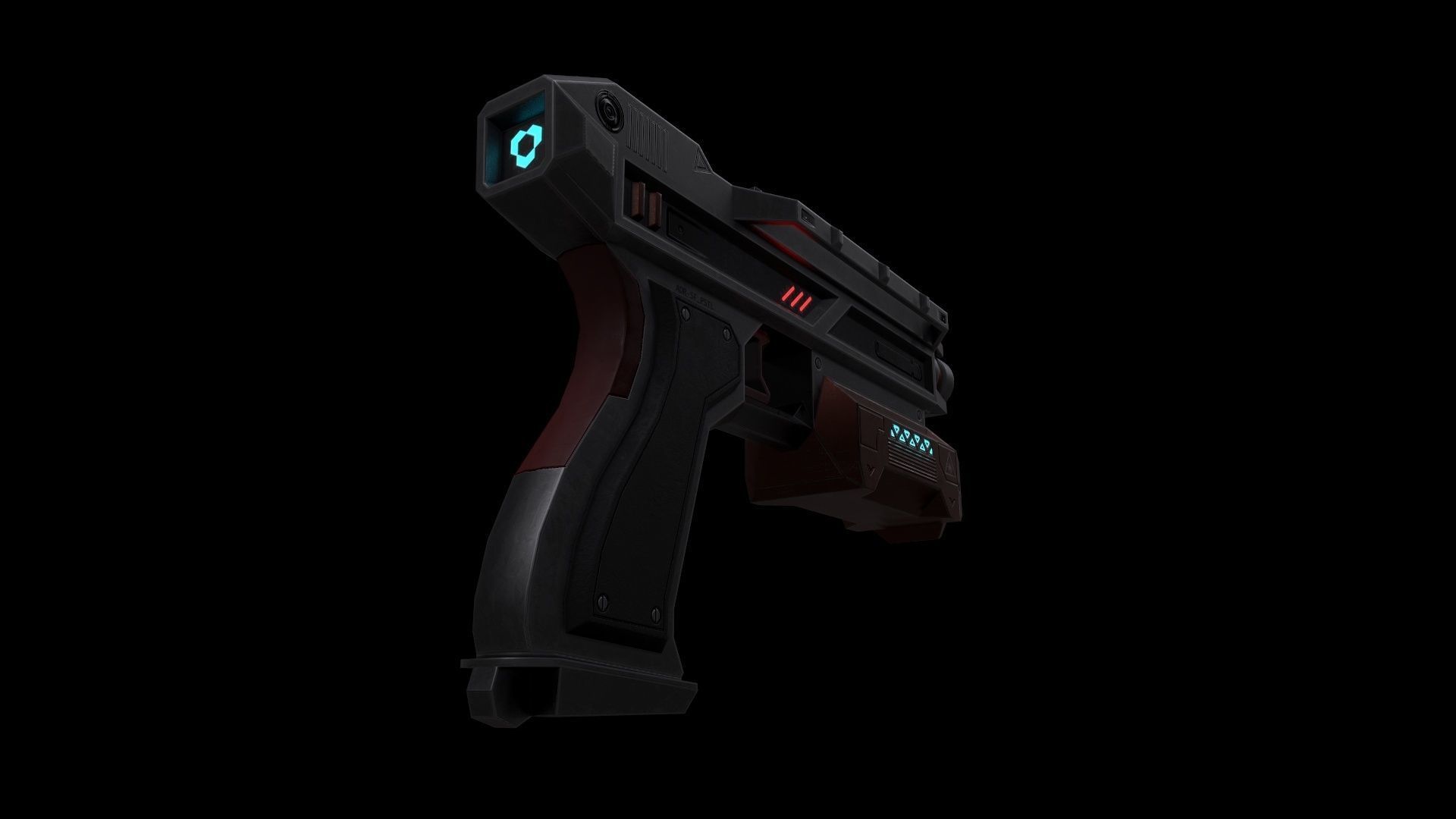 Scifi Pistol Magazine Bullets Triger Eject Button Included Low-poly 3D model_24