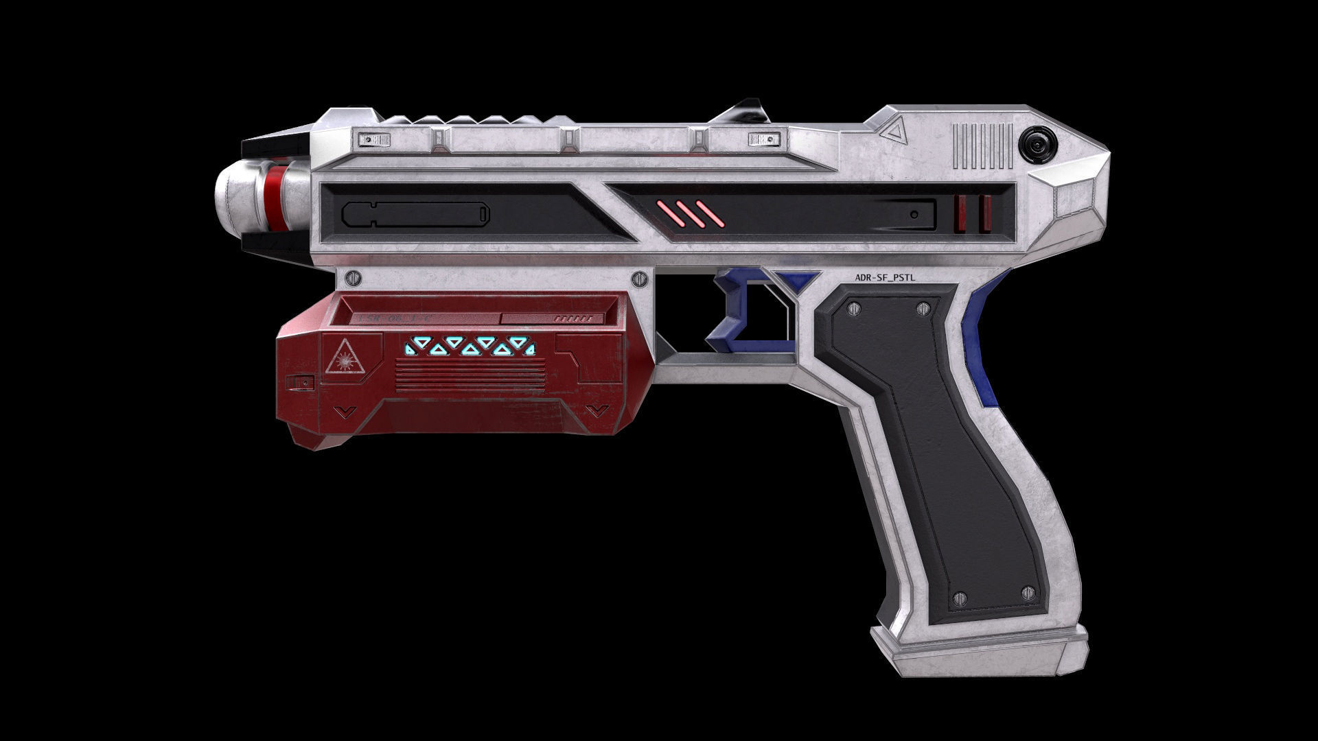 Scifi Pistol Magazine Bullets Triger Eject Button Included Low-poly 3D model_11