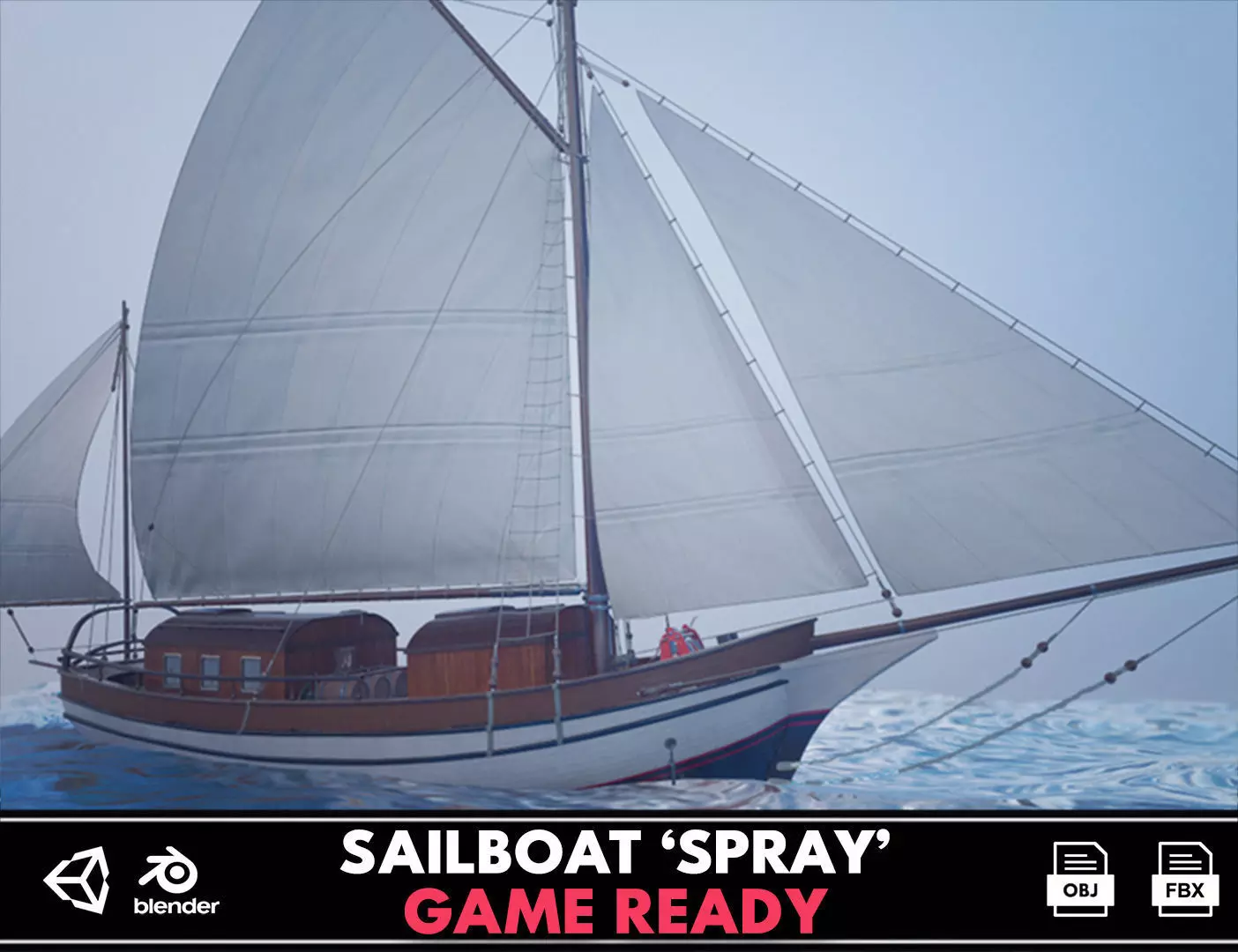 Sailing vessel - Spray - GameReady Low-poly 3D model_0