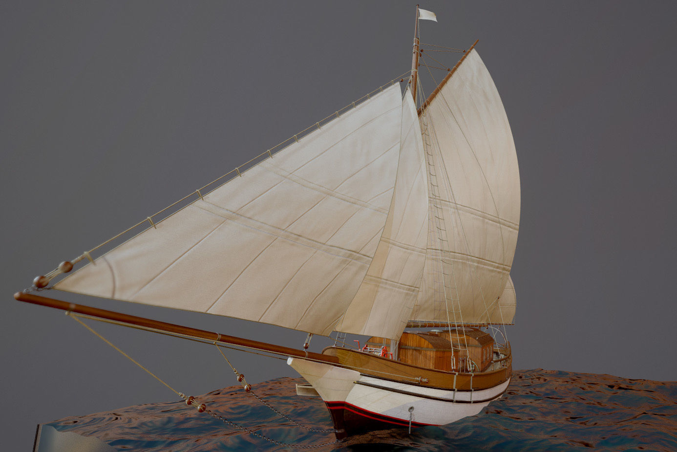 Sailing vessel - Spray - GameReady Low-poly 3D model_5