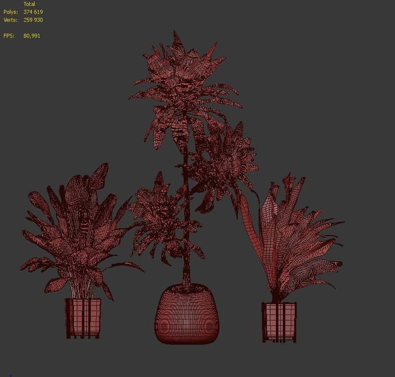 Potted plants Set 32 3D model_4