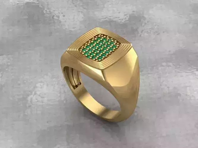 Man ring signet with gem