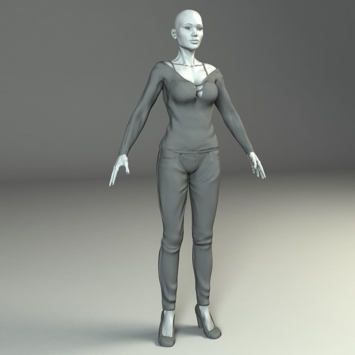 Karina Female Character Low-poly 3D model_20