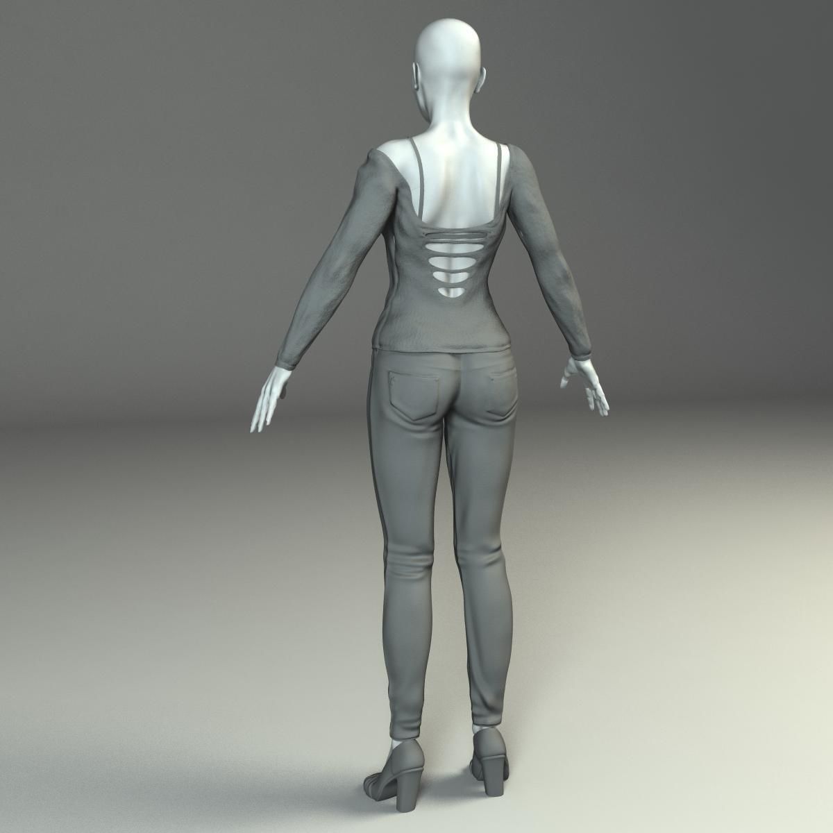 Karina Female Character Low-poly 3D model_19