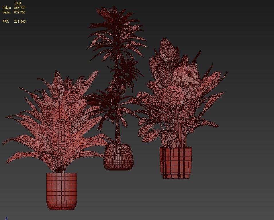 Potted plants Set 36 3D model_4